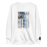 Everyday Hero Blue Flag Performance Tech Crewneck Sweatshirt | White