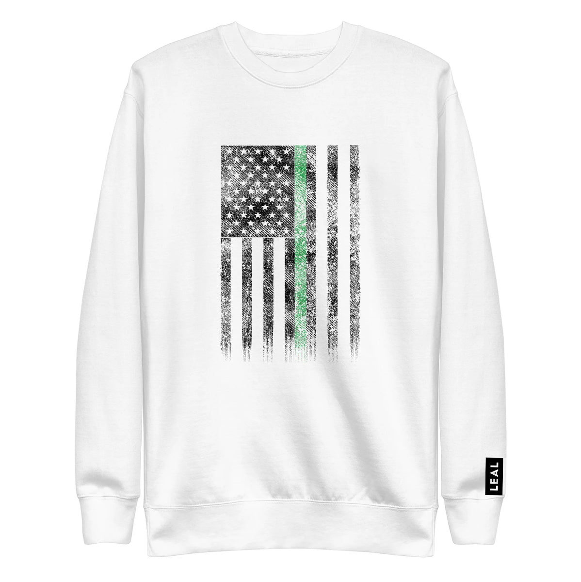 Everyday Hero Green Flag Performance Tech Crewneck Sweatshirt | White