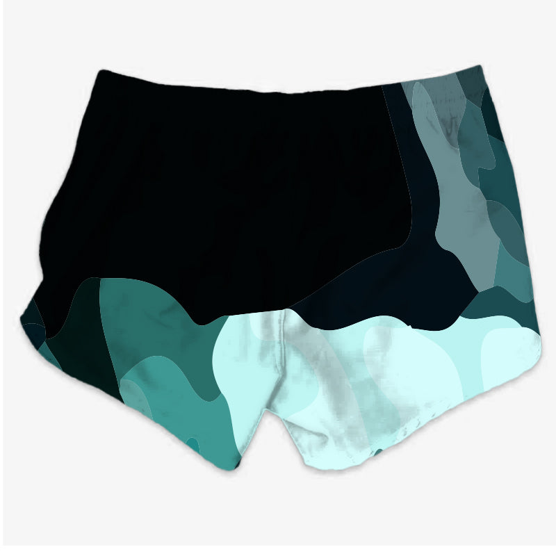 Womens Cyan Camo Performance Tech 3-Inch Volley Shorts